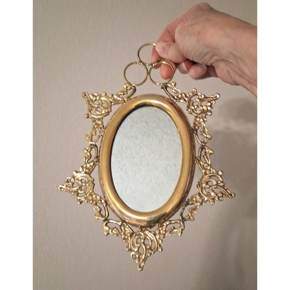 Vintage Brass Ornate Wall Mirror Rococo Baroque New in Box 9
